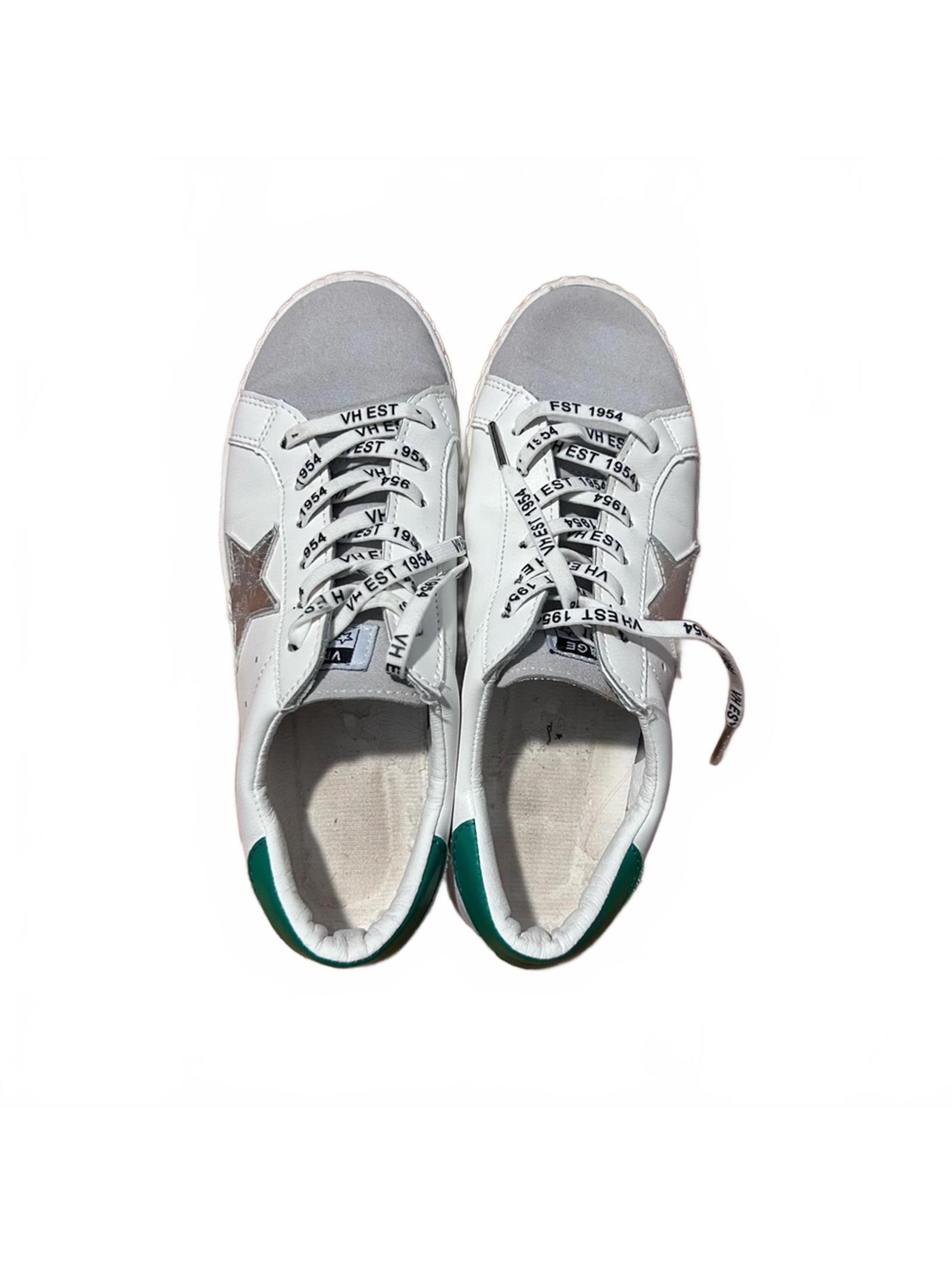 Vintage Havana “Bianca” Silver Star Green Accent Goldie Goose Sneakers | Size 8